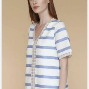 Capri Blue Stripe Vilagallo Madison maxi dress